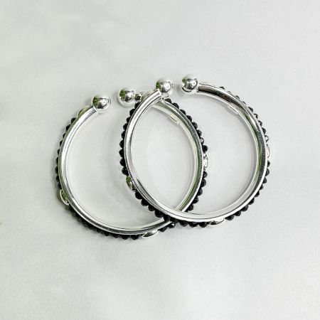 Handcrafted 92.5 Sterling Silver Nazariya Beaded Pair Kada